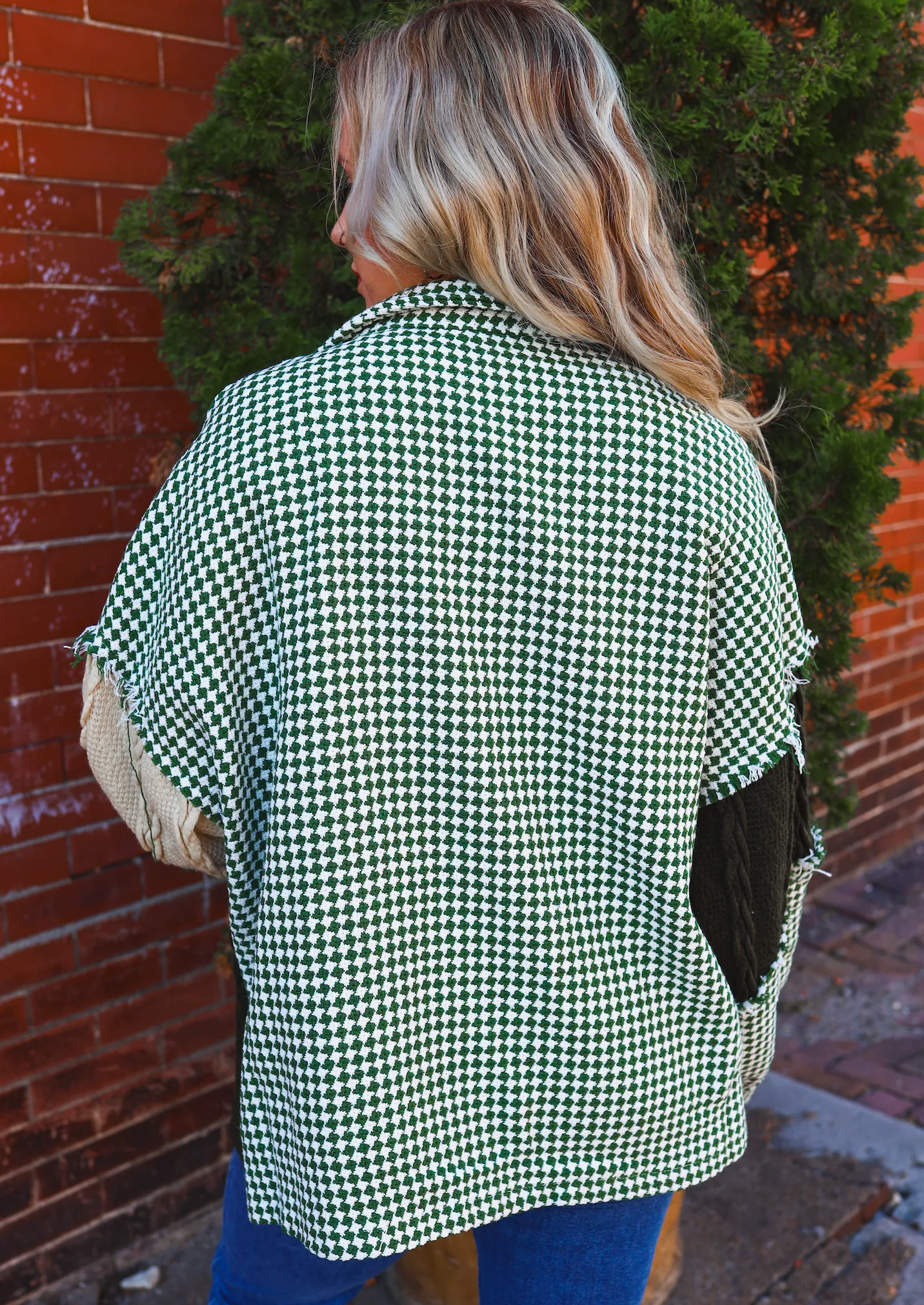 Houndstooth Sweater Paneled Shacket