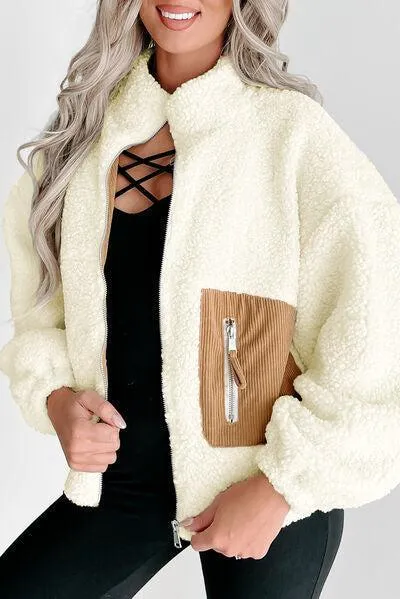 Impeccably Soft Zip Up Cream Fleece Jacket