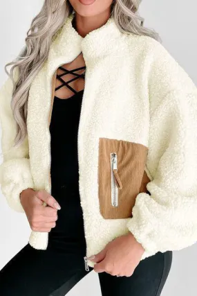 Impeccably Soft Zip Up Cream Fleece Jacket