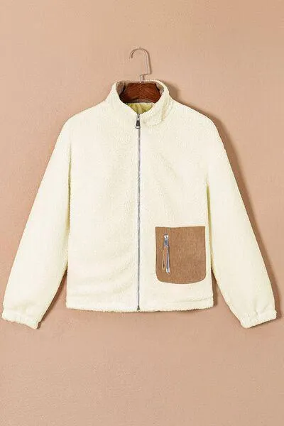 Impeccably Soft Zip Up Cream Fleece Jacket