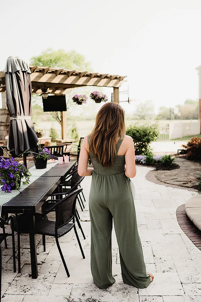 Knit Smocked Jumpsuit