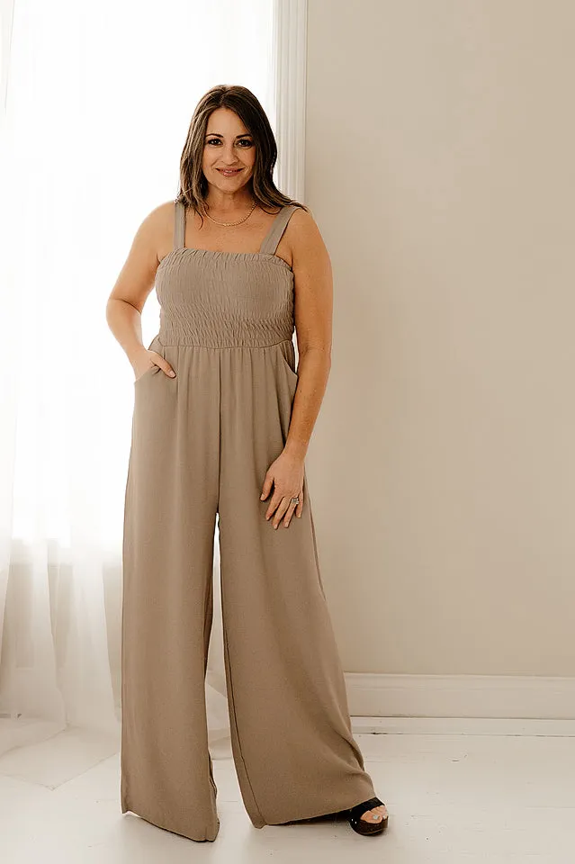 Knit Smocked Jumpsuit