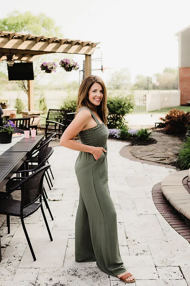 Knit Smocked Jumpsuit