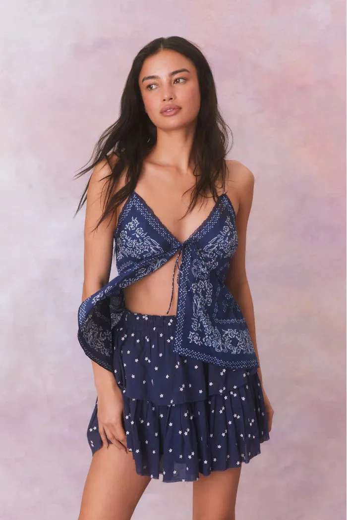 Loveshackfancy Ruffle Mini Skirt in Navy Nightfall