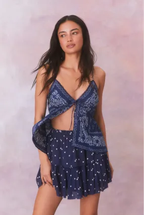 Loveshackfancy Ruffle Mini Skirt in Navy Nightfall