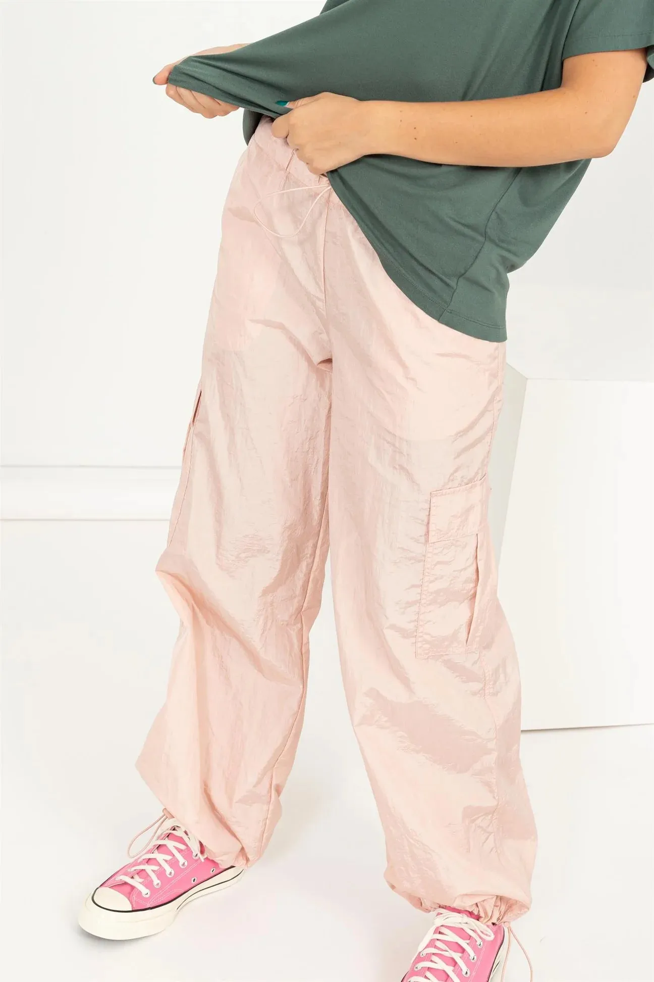 Low Rise Parachute Cargo Pants