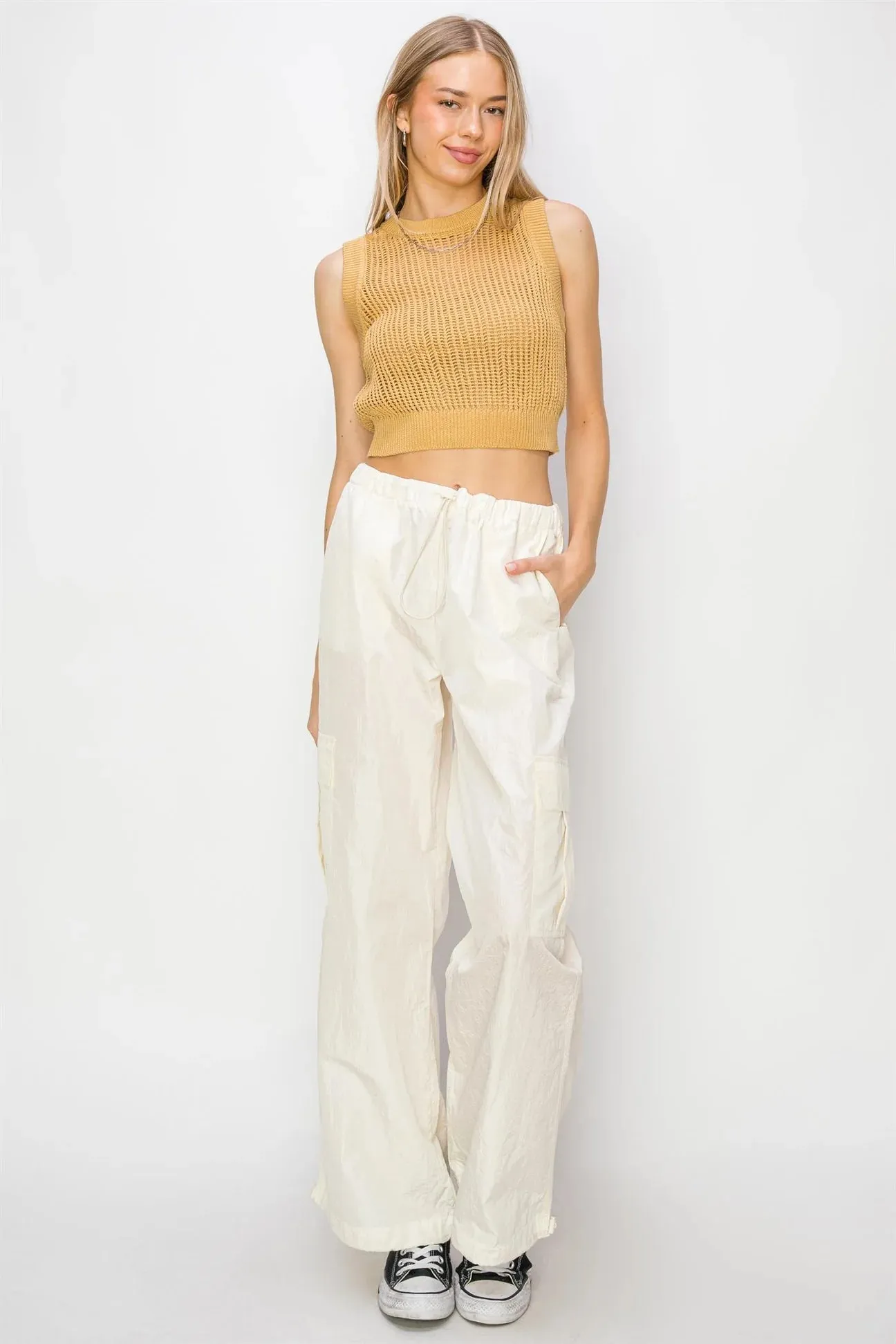 Low Rise Parachute Cargo Pants