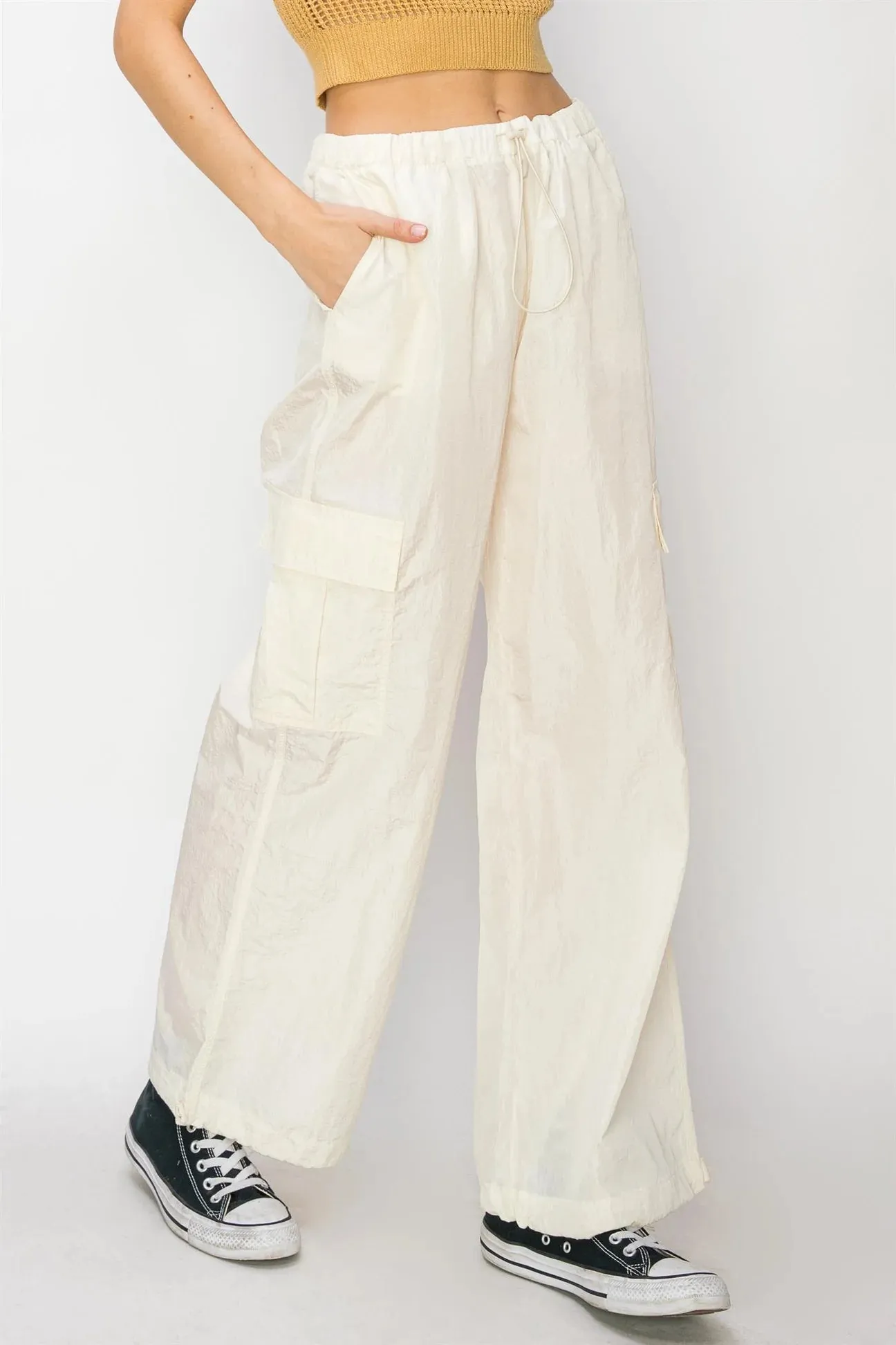 Low Rise Parachute Cargo Pants