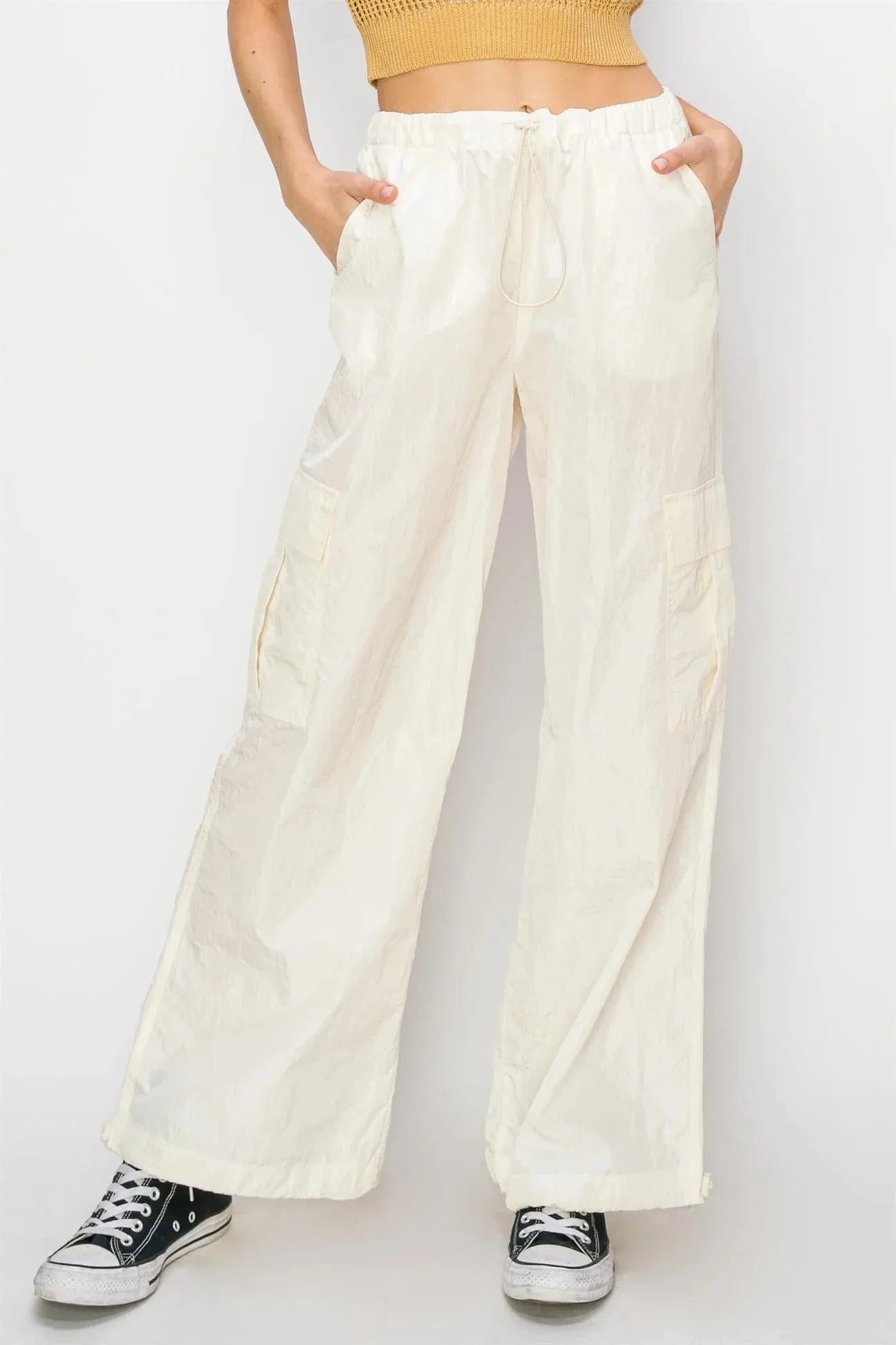 Low Rise Parachute Cargo Pants