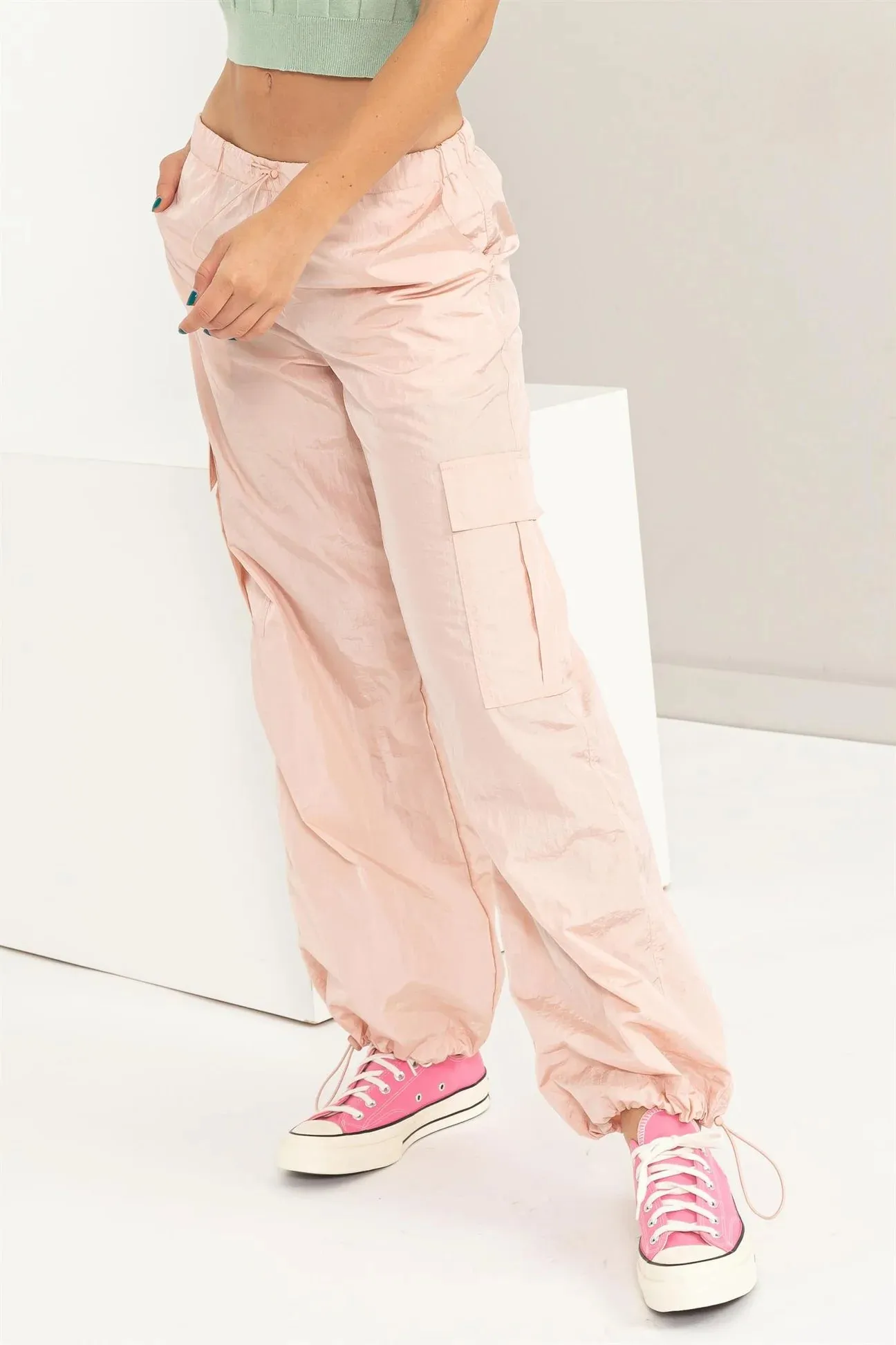 Low Rise Parachute Cargo Pants