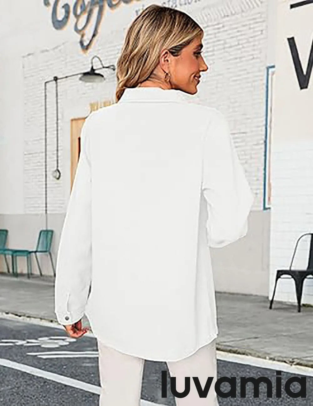 luvamia 2025 Jean Jackets for Women Fashion Oversized Button Down Denim Jacket Western Fall Shacket Jacket with Pockets