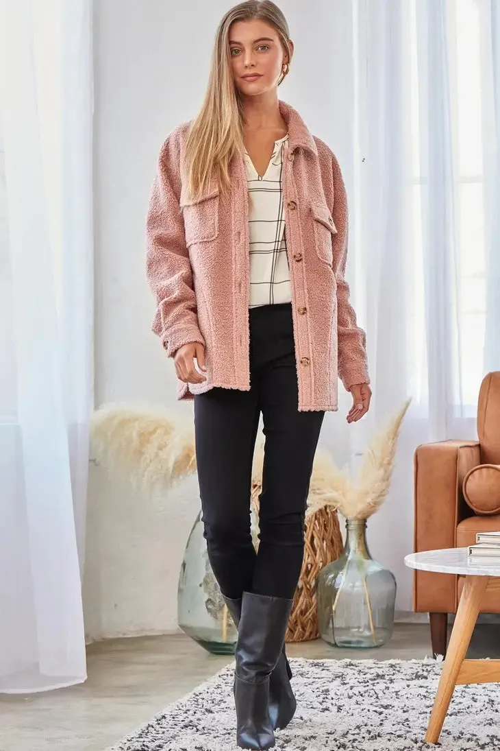 MAUVE SHEARLING SHACKET