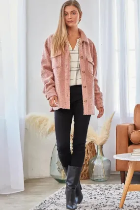 MAUVE SHEARLING SHACKET