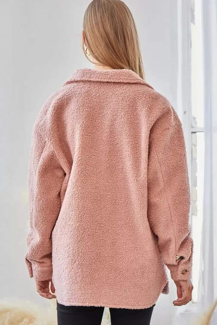 MAUVE SHEARLING SHACKET