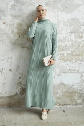 MDS Women Arissa Fisherman Collar Long Knit Dress - Mint - Molina de Segura