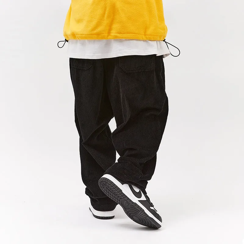 Mens Corduroy Pants Autumn Winter Japanese Retro Straight Men's Business Shirt Casual Pants