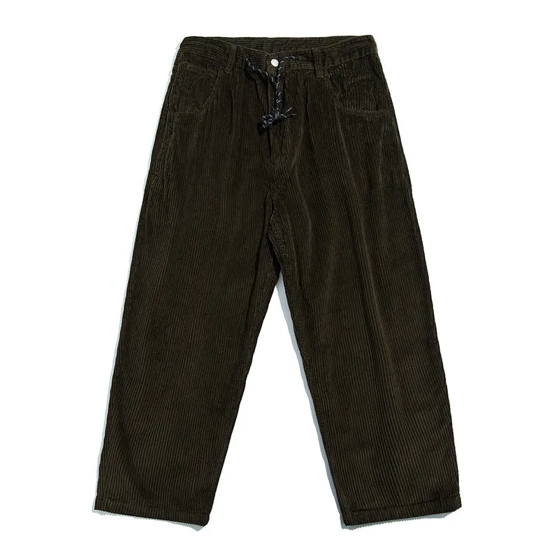 Mens Corduroy Pants Autumn Winter Japanese Retro Straight Men's Business Shirt Casual Pants