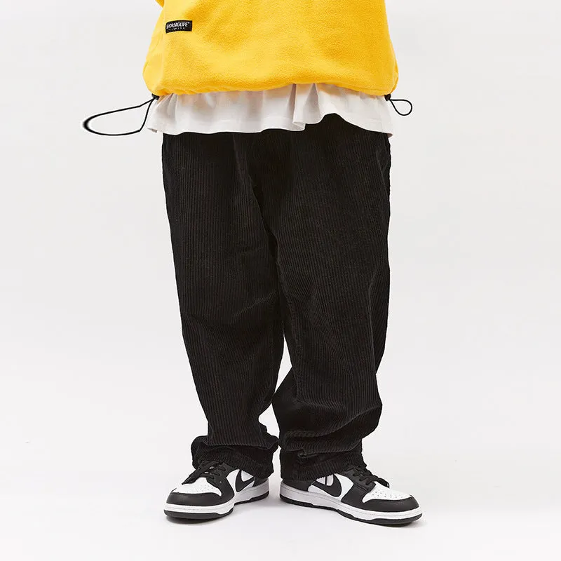 Mens Corduroy Pants Autumn Winter Japanese Retro Straight Men's Business Shirt Casual Pants