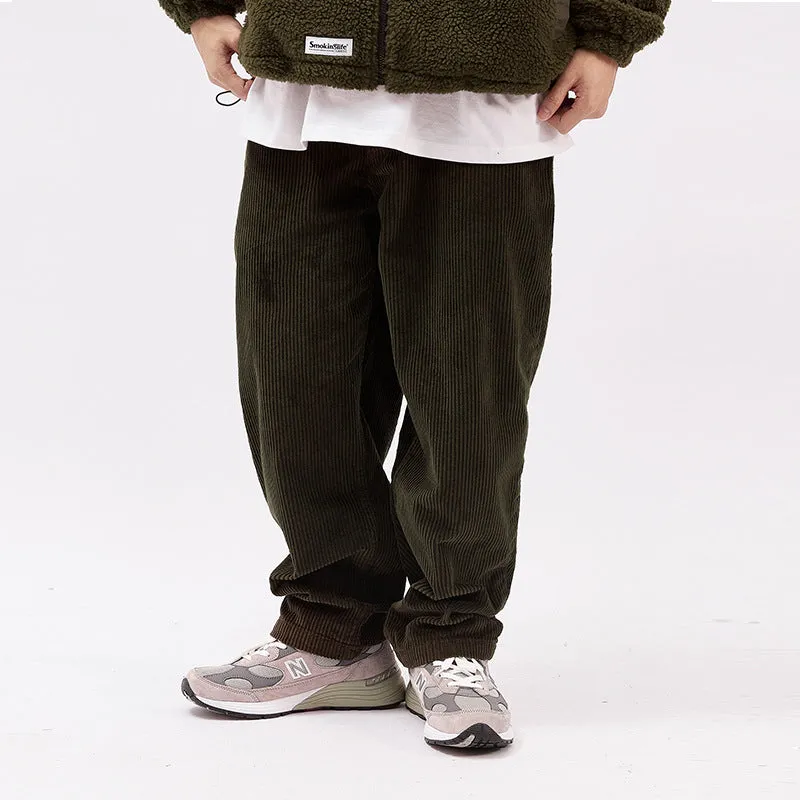 Mens Corduroy Pants Autumn Winter Japanese Retro Straight Men's Business Shirt Casual Pants