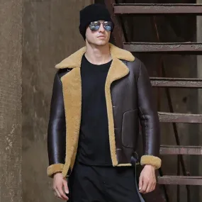 Men's Dark Brown B3 Flight Shearling Sheepskin Leather Jacket