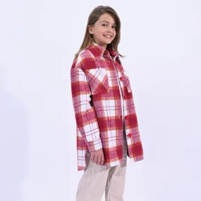 Mini Molly Bracken Girls Pink Checked Overshirt-Shacket