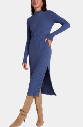 Mock Neck Midi Knit Dress