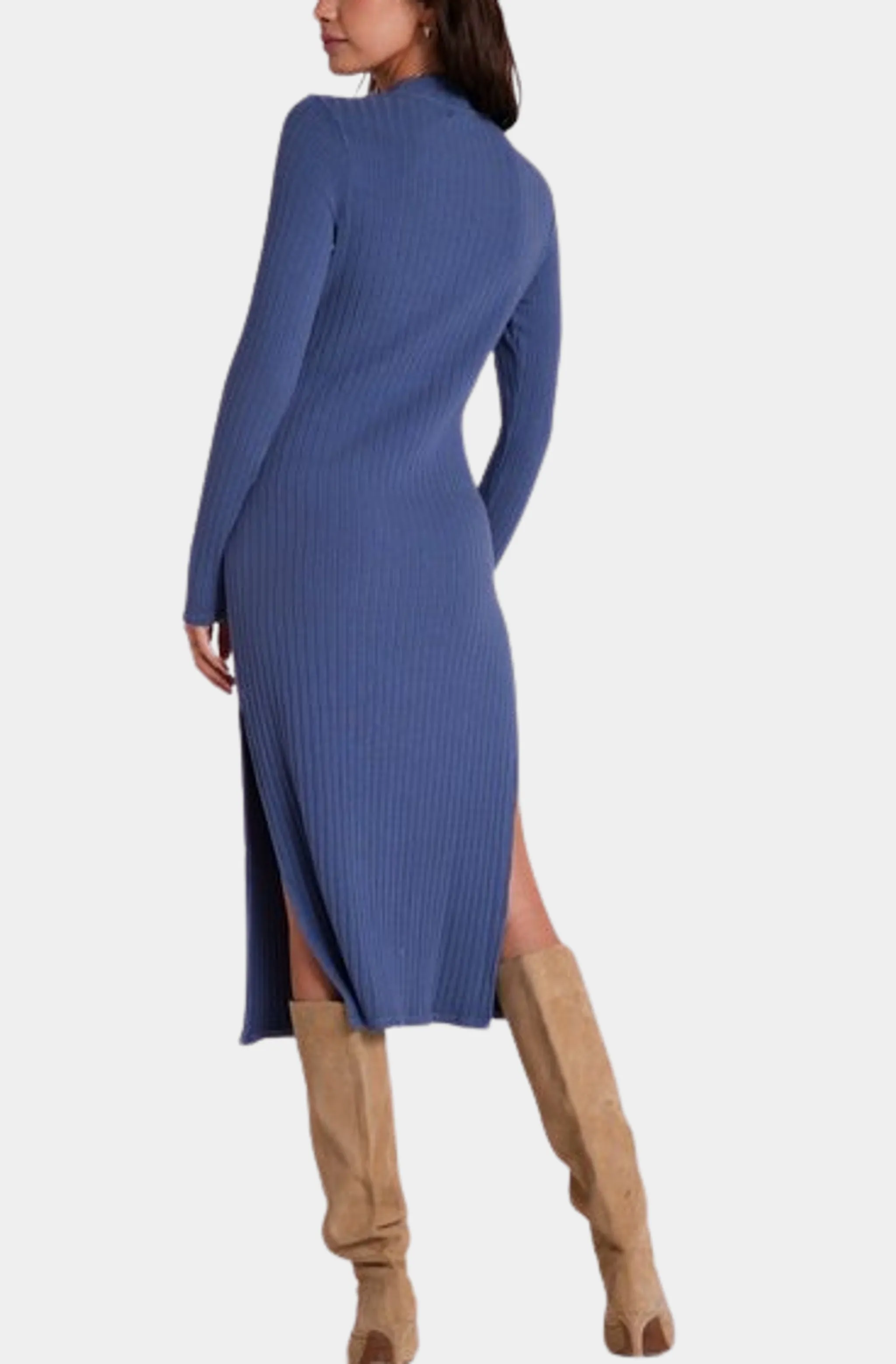 Mock Neck Midi Knit Dress