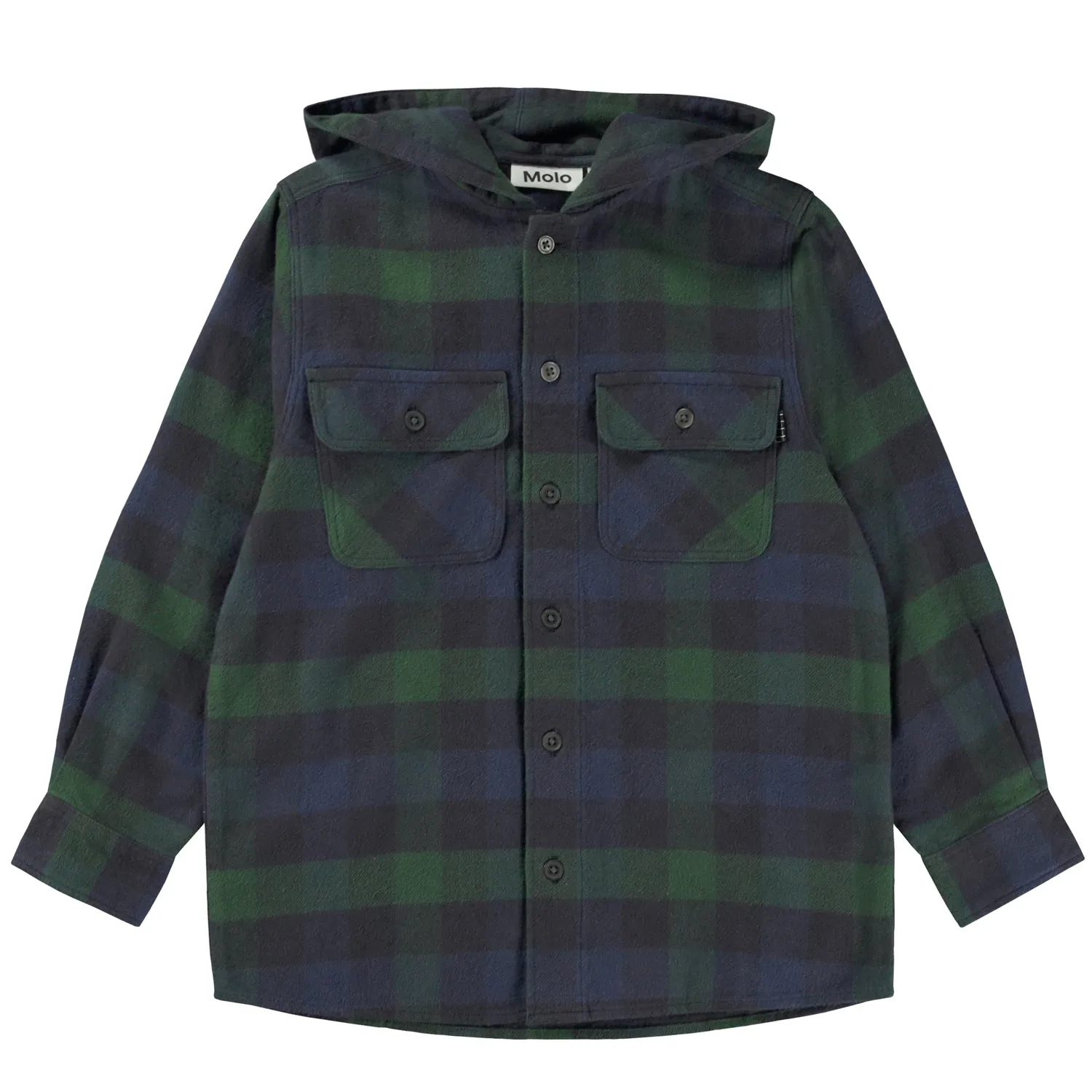 Molo Rizz Navy &  Forest Plaid Hooded Shirt Jacket