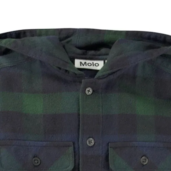 Molo Rizz Navy &  Forest Plaid Hooded Shirt Jacket