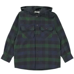 Molo Rizz Navy &  Forest Plaid Hooded Shirt Jacket