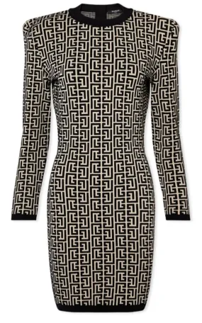 Monogram Jacquard Wool Blend Minidress