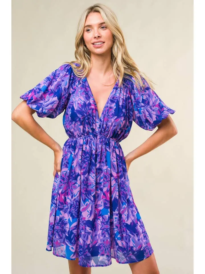Multi Purple Woven Mini Dress