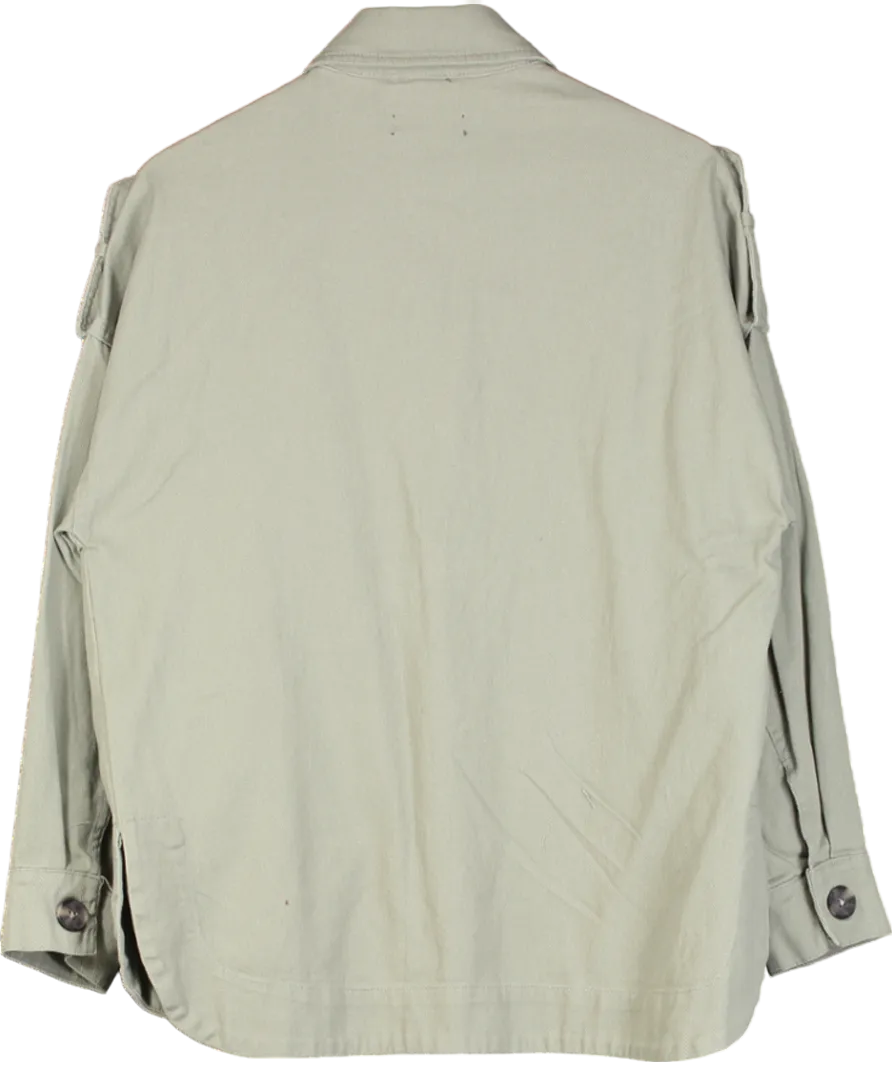 New Look Green Double Pocket Cotton Button Up Shacket UK 8