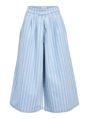 Object Elsie striped wide leg culottes Light Blue Denim