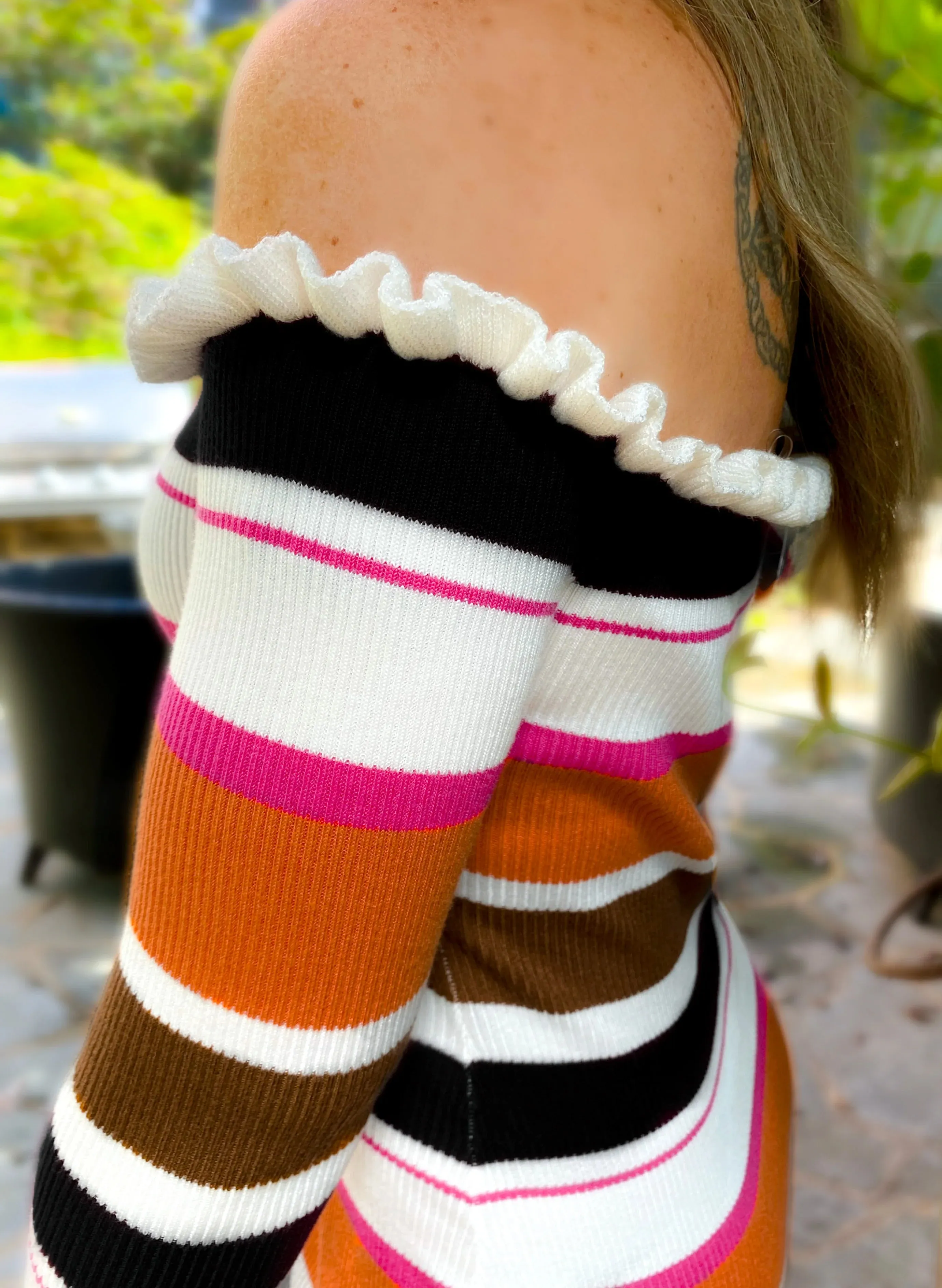 Olga Knit Stripes Midi Dress