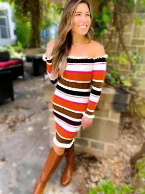 Olga Knit Stripes Midi Dress
