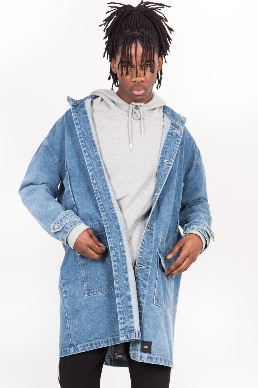 Parka oversize denim bleu