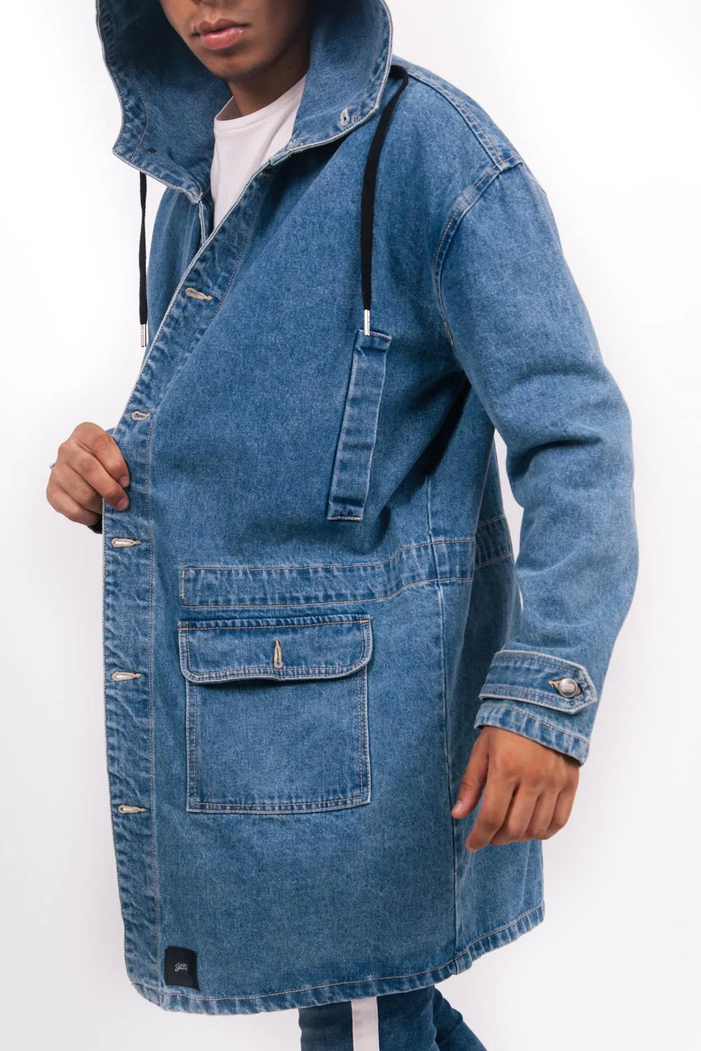 Parka oversize denim bleu