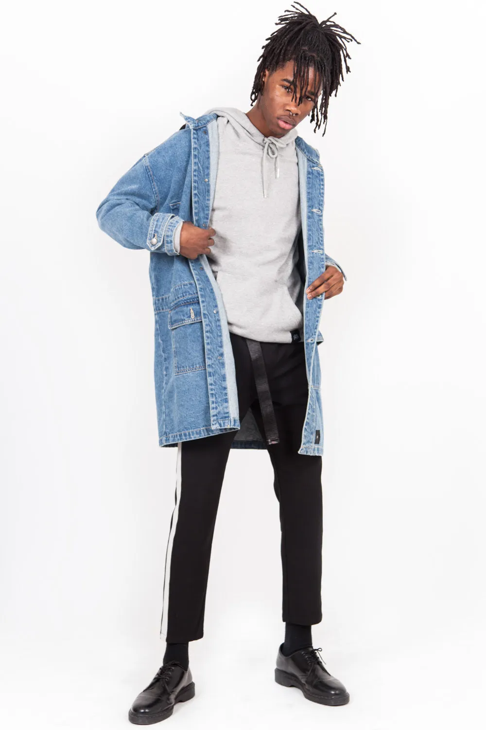 Parka oversize denim bleu