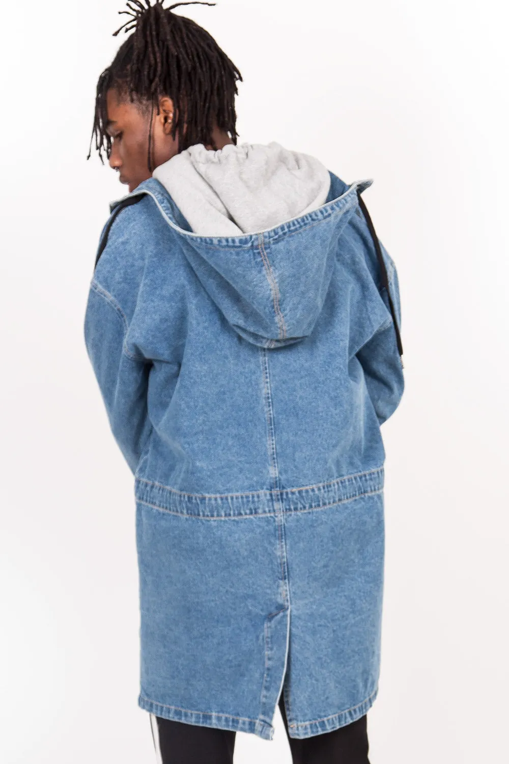 Parka oversize denim bleu