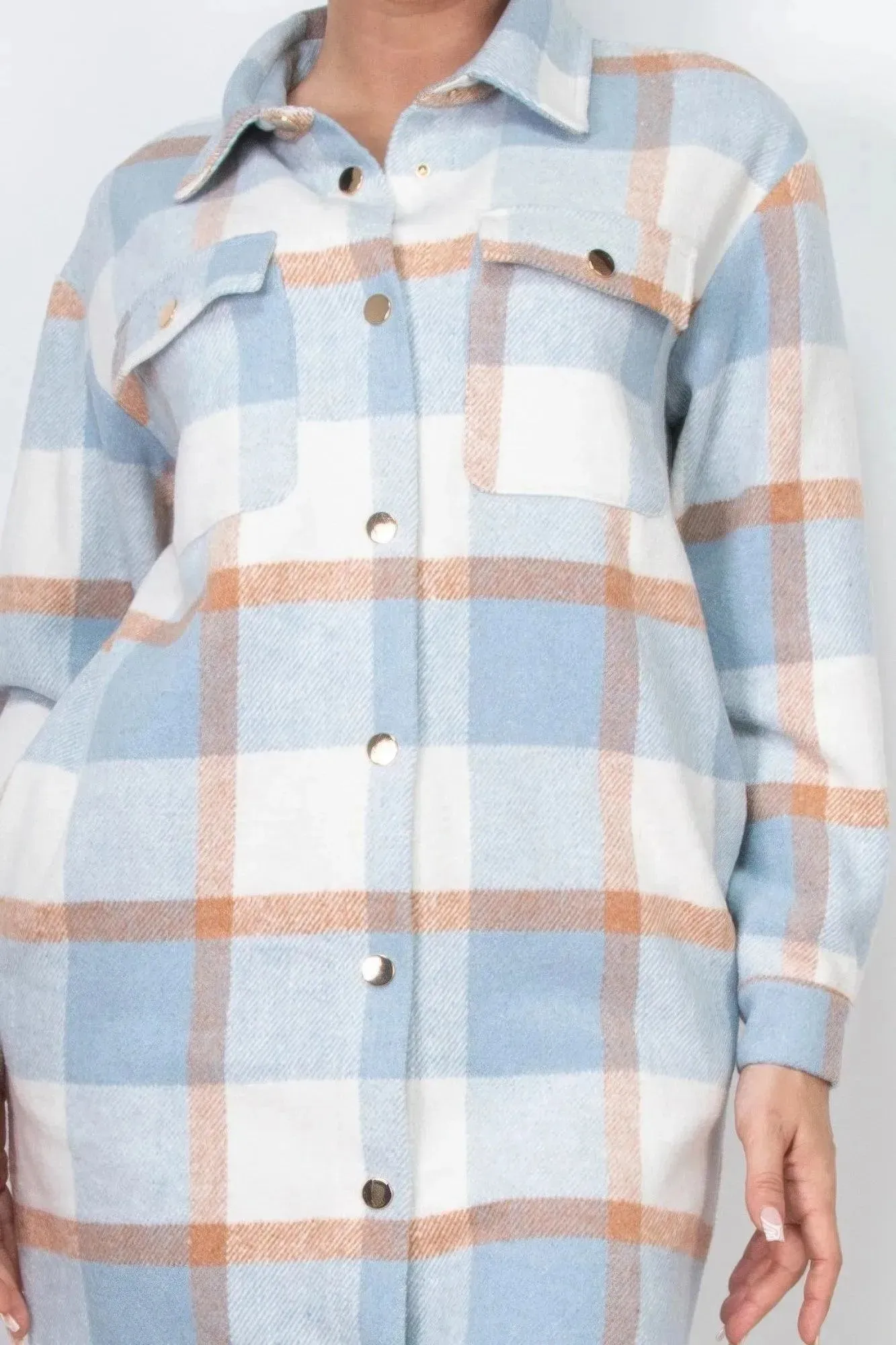Plaid Buttoned Shacket Coat