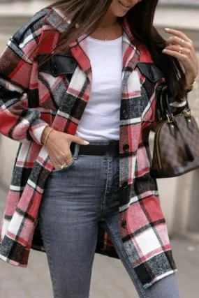 PLAID PRINT BUTTON FRONT SHACKET