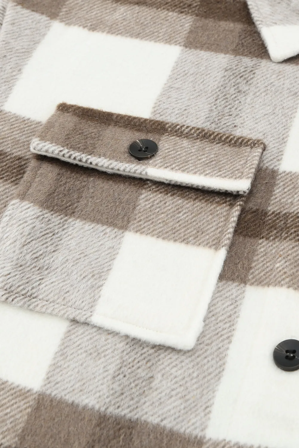 Plaid Print Pocket Women Shacket