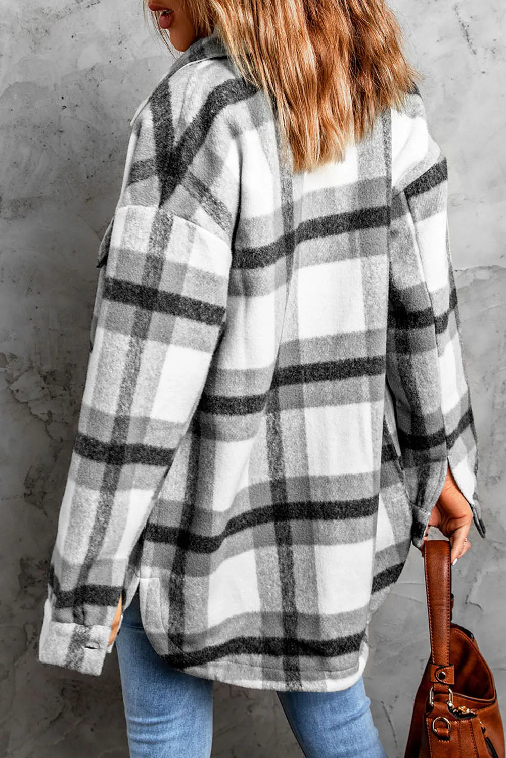 Plaid Print Pocket Women Shacket