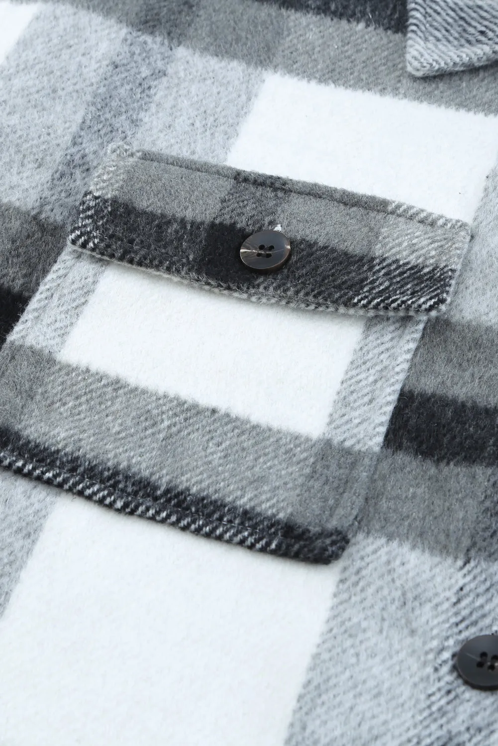 Plaid Print Pocket Women Shacket