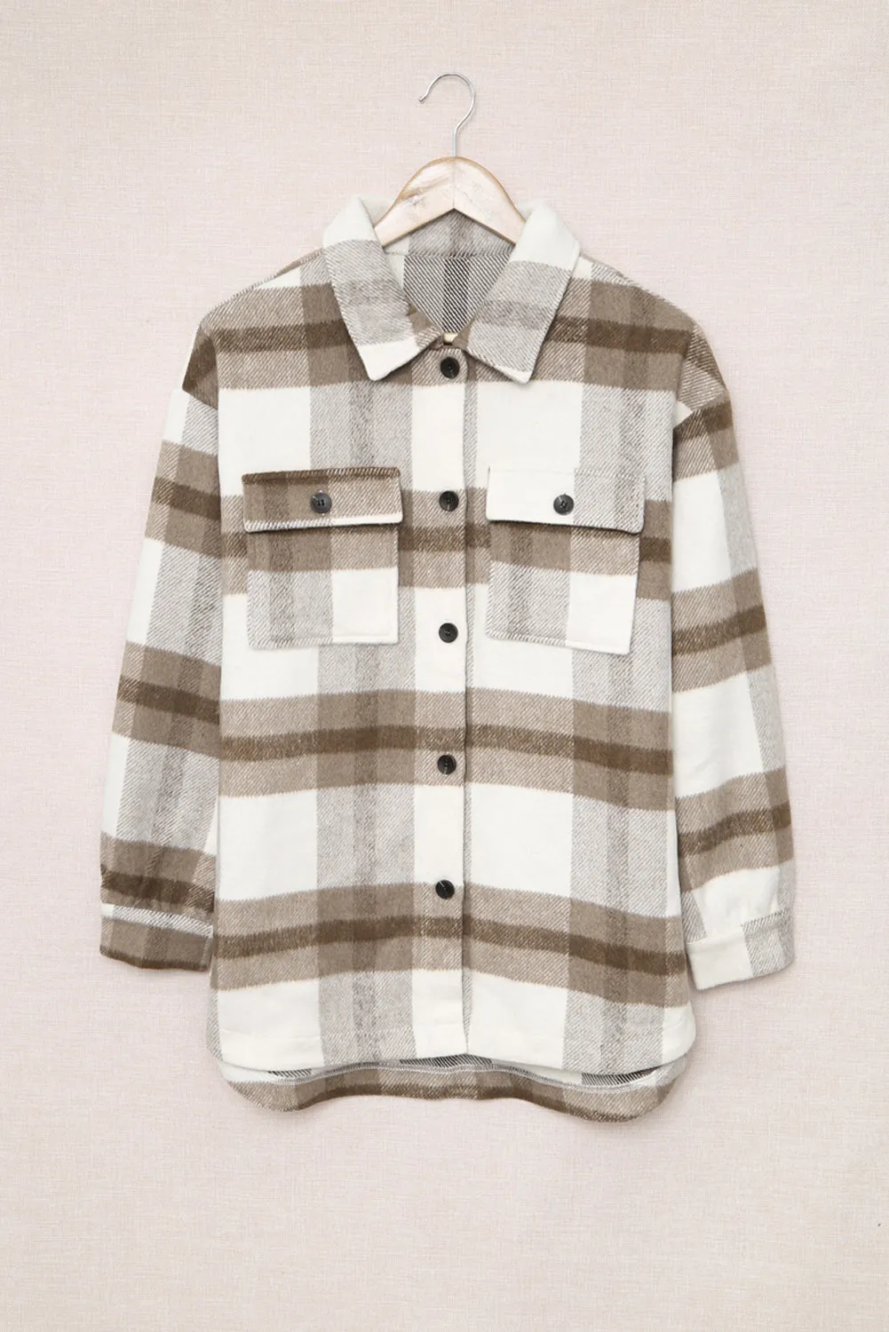 Plaid Print Pocket Women Shacket