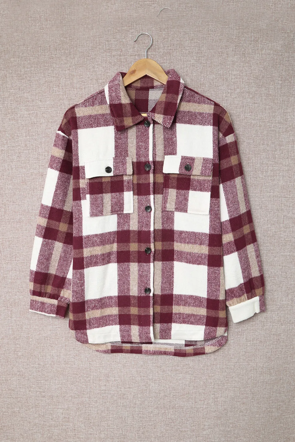 Plaid Print Pocket Women Shacket