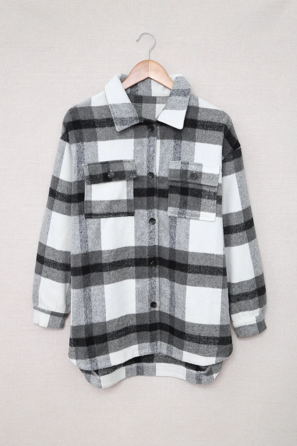 Plaid Print Pocket Women Shacket