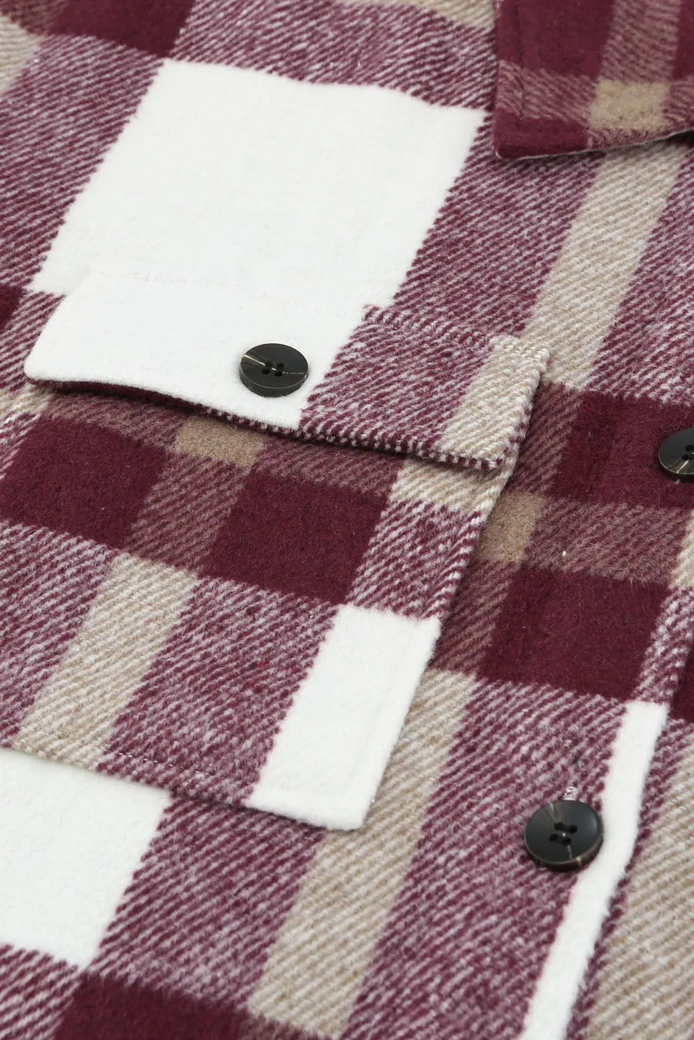 Plaid Print Pocket Women Shacket