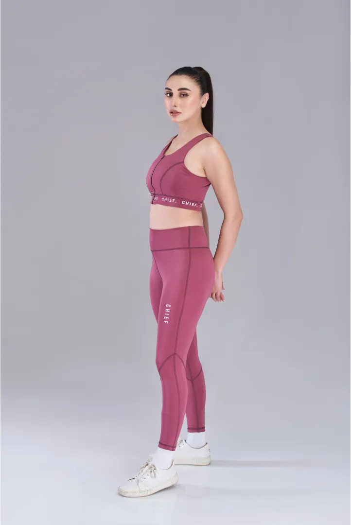 Plum Red Stride Sports Leggings